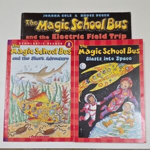Children's Books - Magic School Bus Adventure Trio, Space, Sharks, And Electric